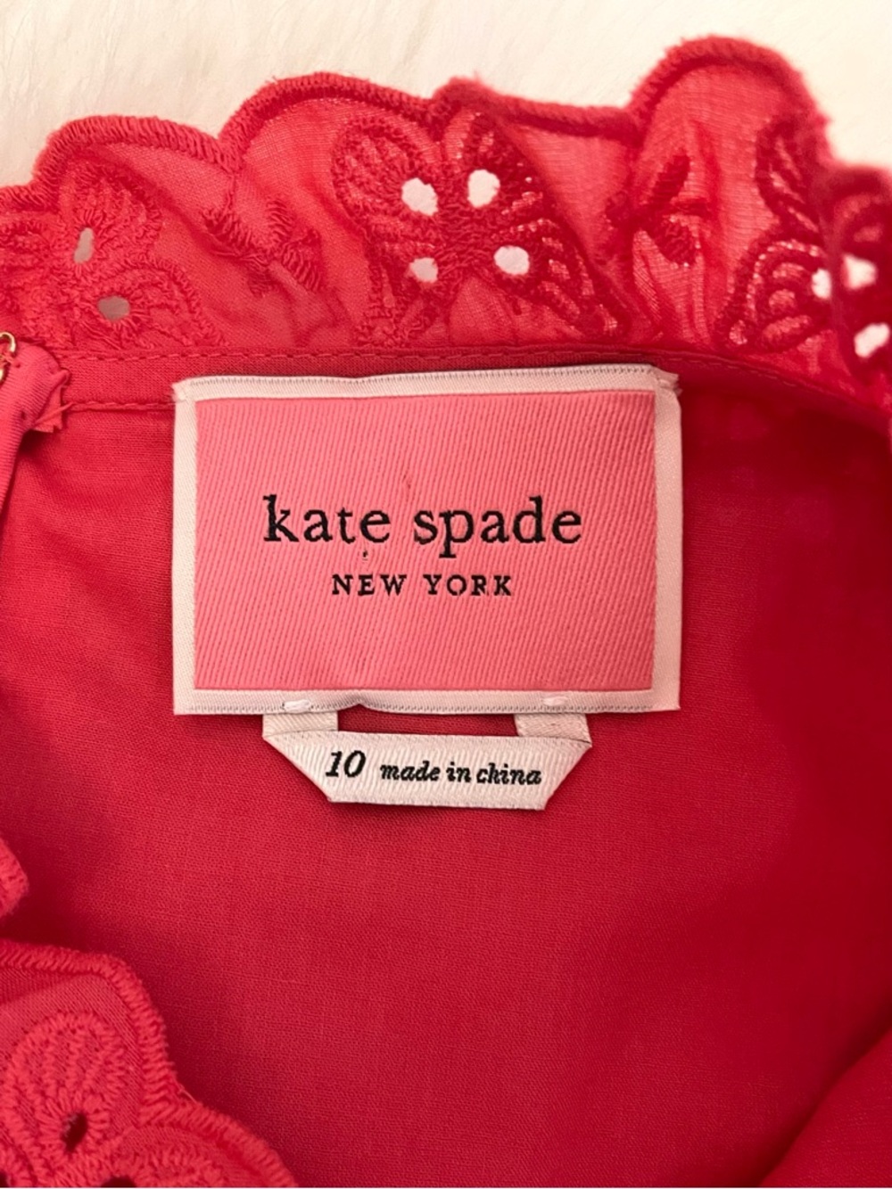 Kate Spade Mainline Watermelon Butterfly Eyelet Shift Dress - Picture 12 of 16